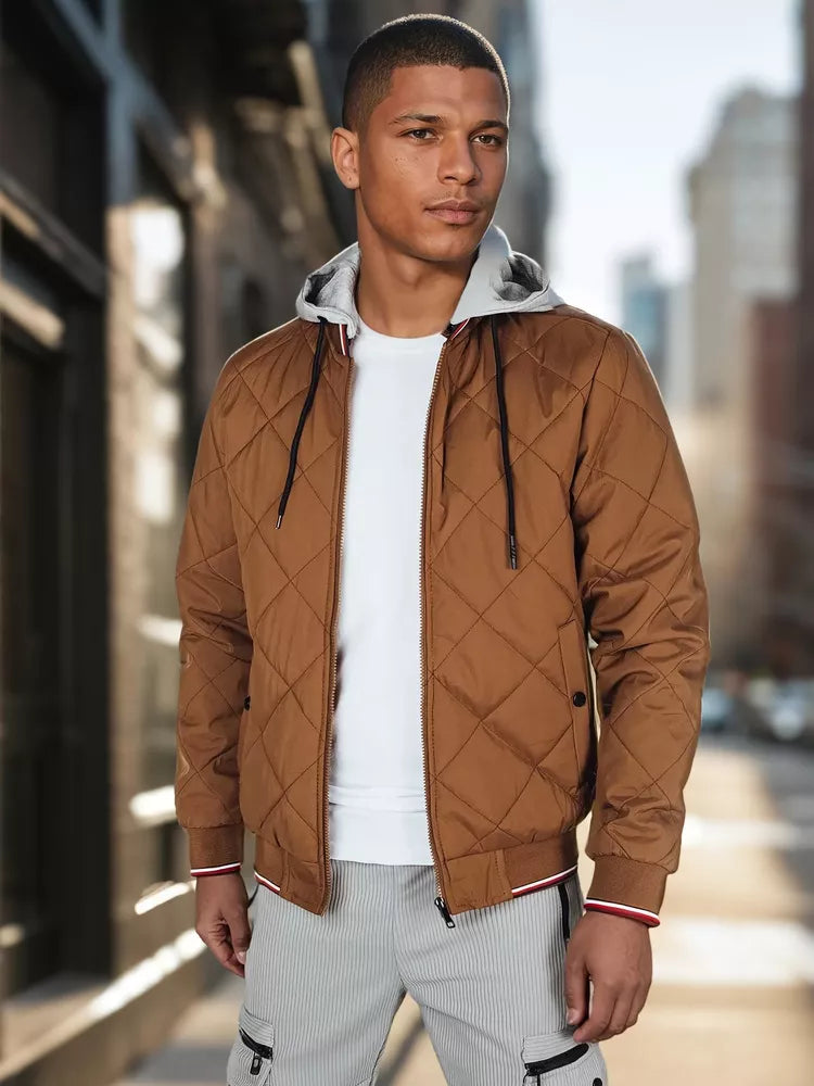 Men's brown jacket with hood Stefun