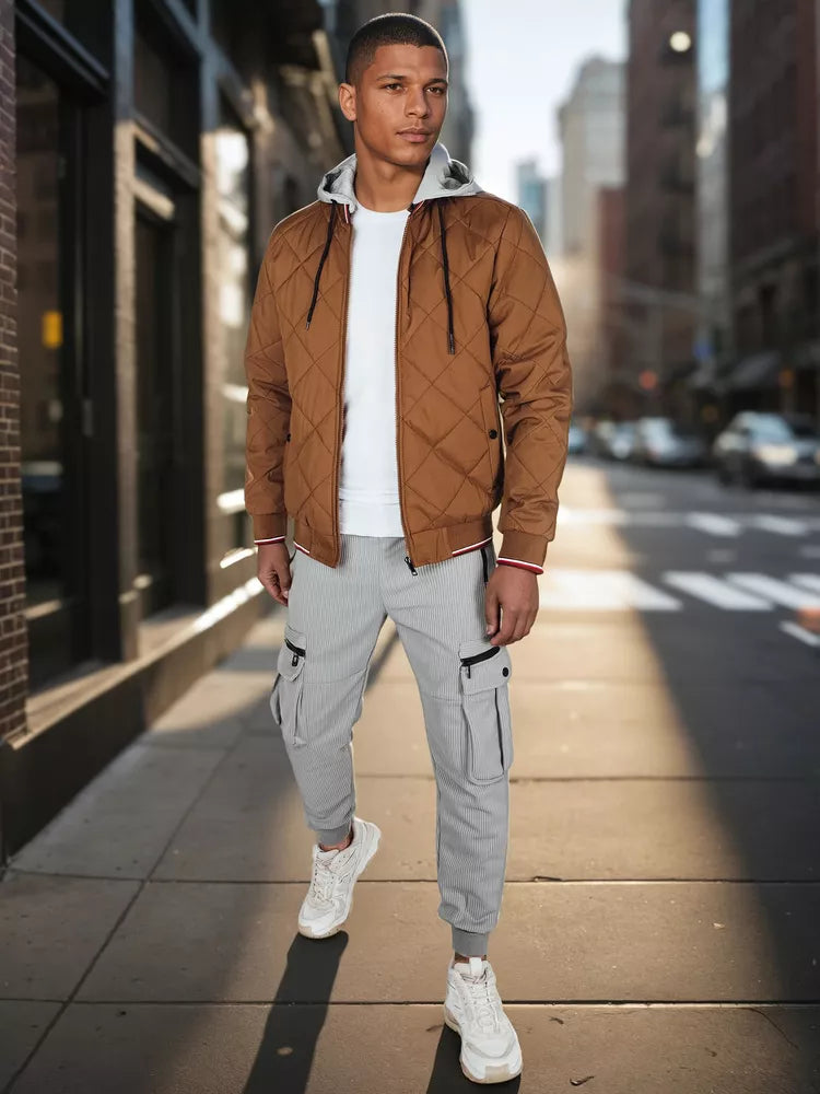 Men's brown jacket with hood Stefun