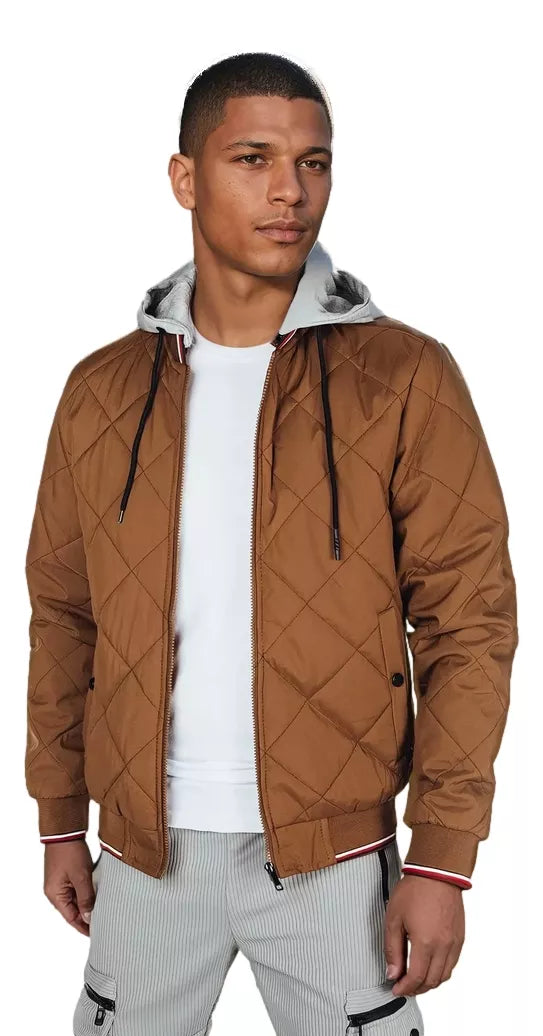 Men's brown jacket with hood Stefun