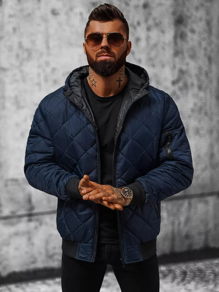 Men's dark blue jacket with hood Ogmina