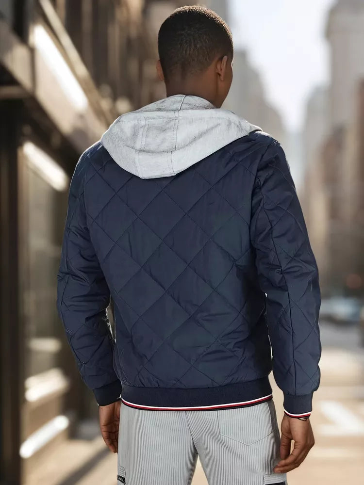 Men's dark blue jacket with hood Stefun