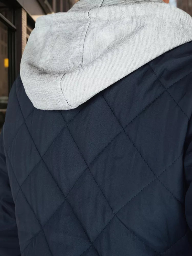 Men's dark blue jacket with hood Stefun