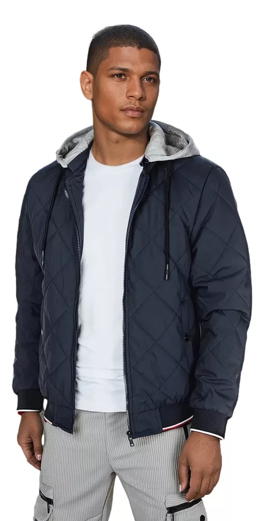 Men's dark blue jacket with hood Stefun