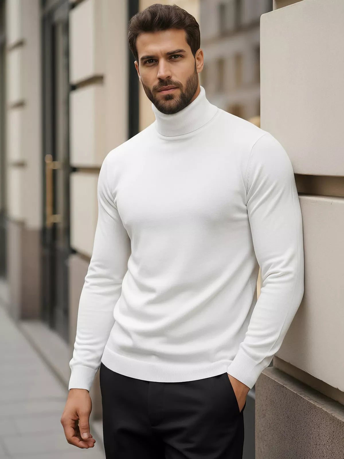 Men's white high-neck sweater Lenox
