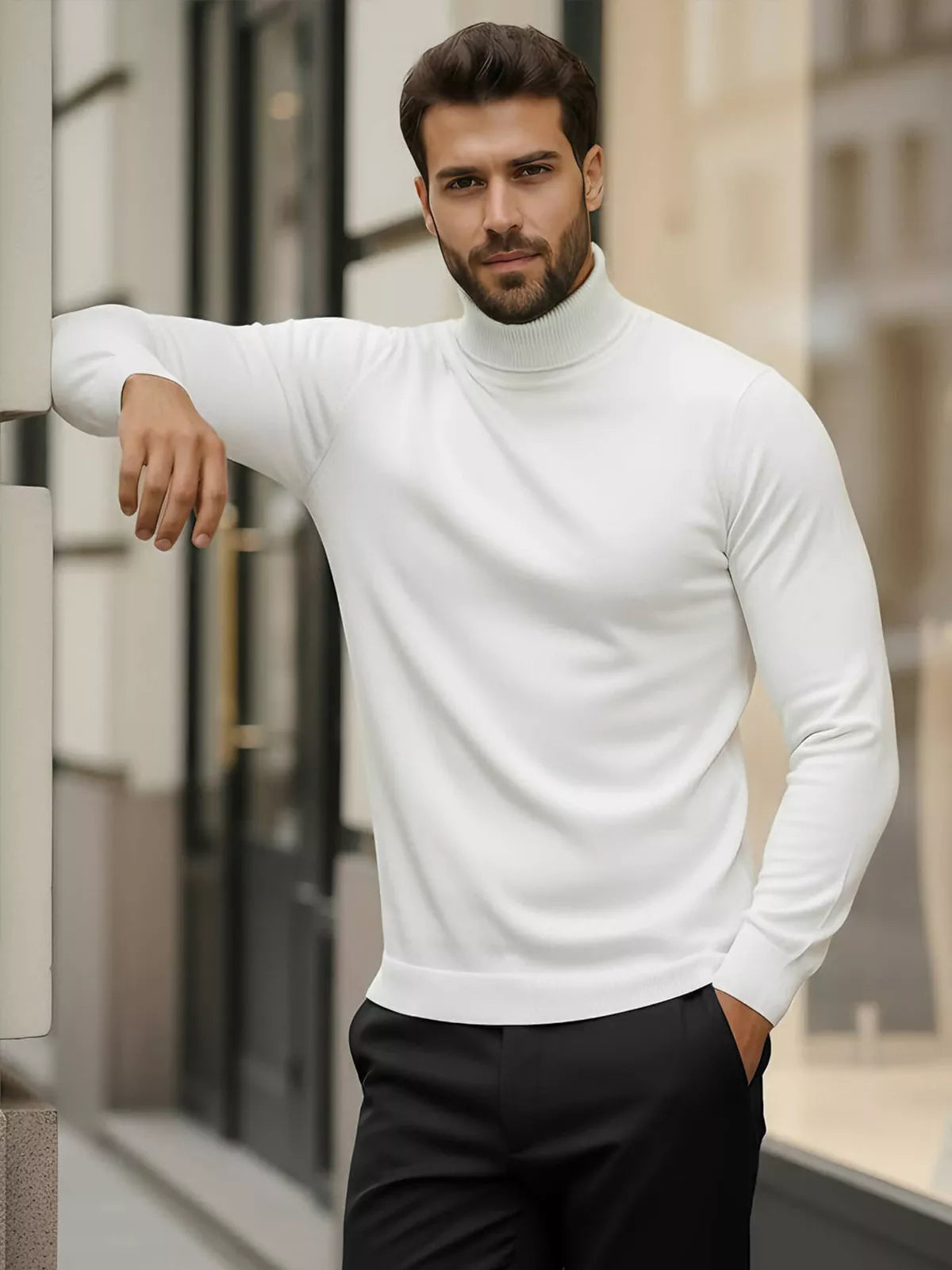 Men's white high-neck sweater Lenox
