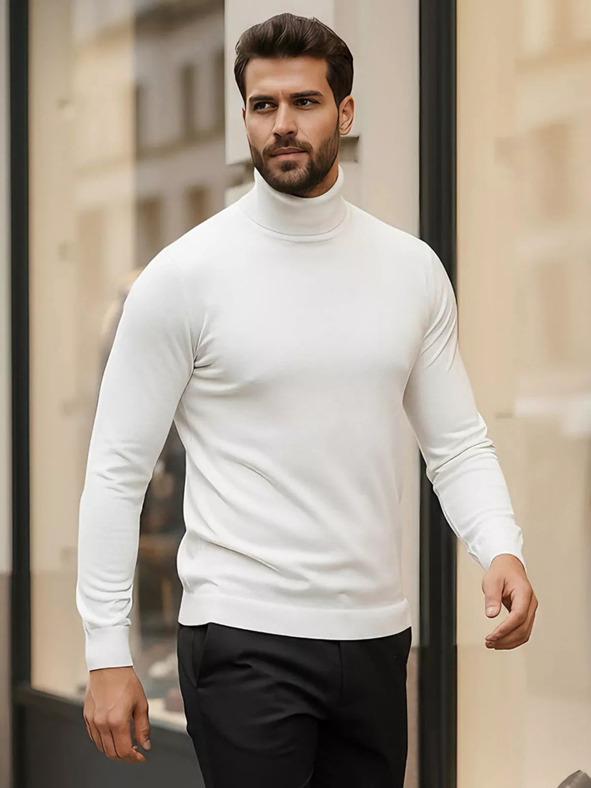 Men's white high-neck sweater Lenox