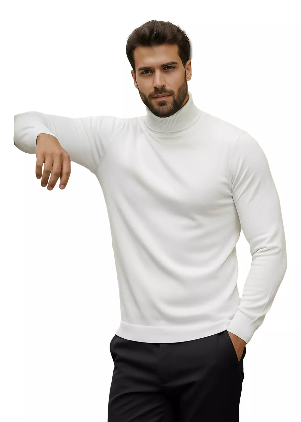 Men's white high-neck sweater Lenox