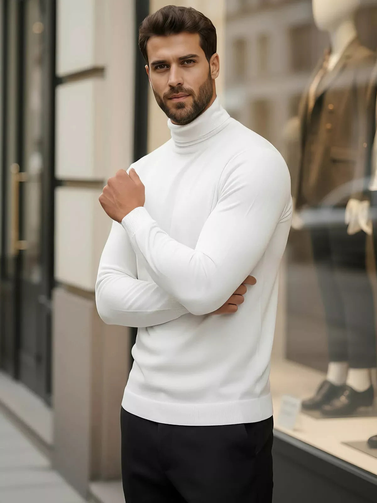 Men's white high-neck sweater Lenox