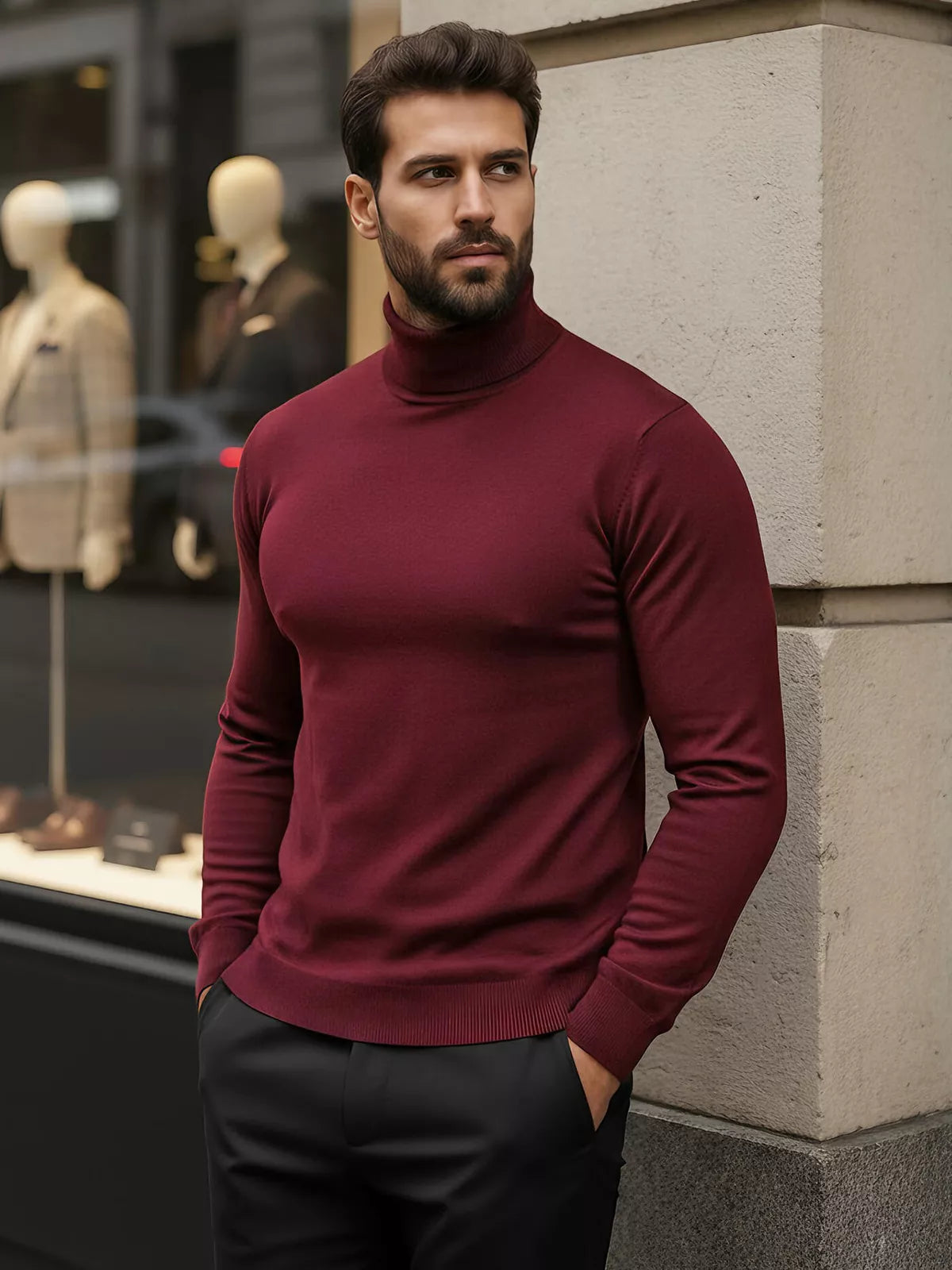 Men's burgundy turtleneck sweater Lenox