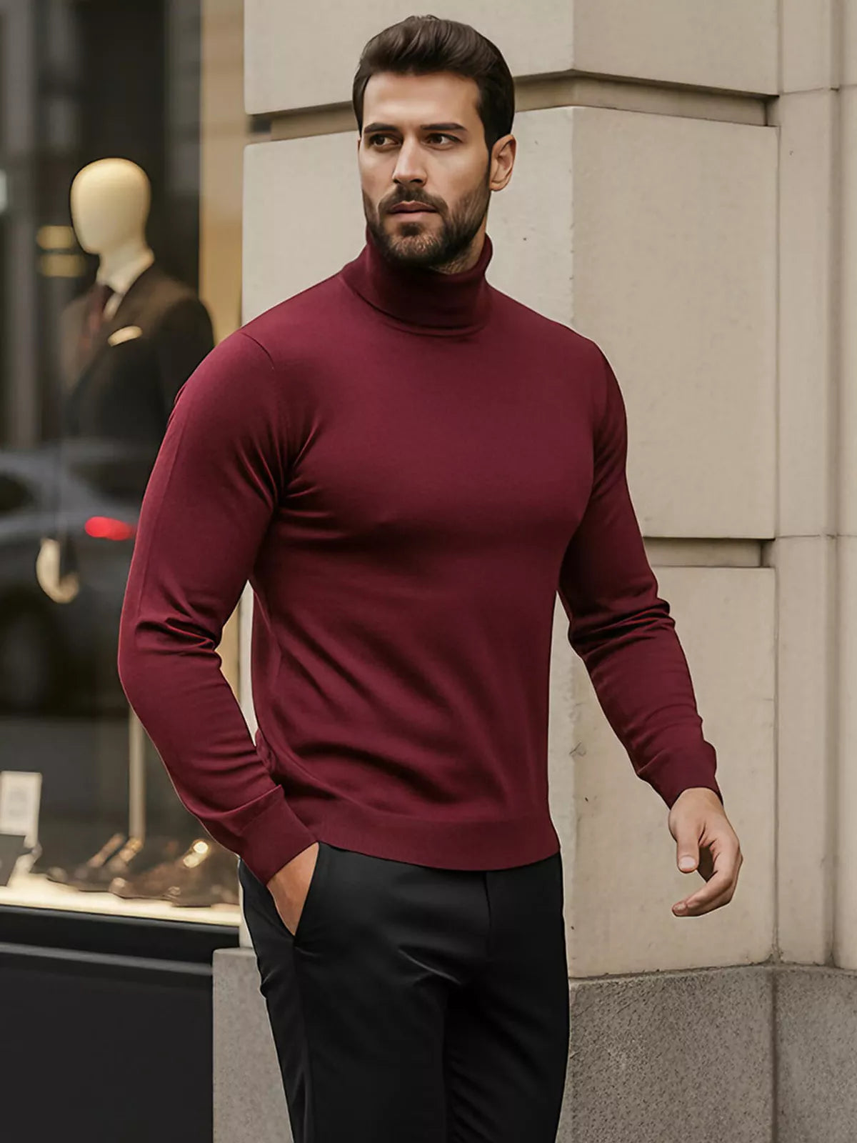 Men's burgundy turtleneck sweater Lenox