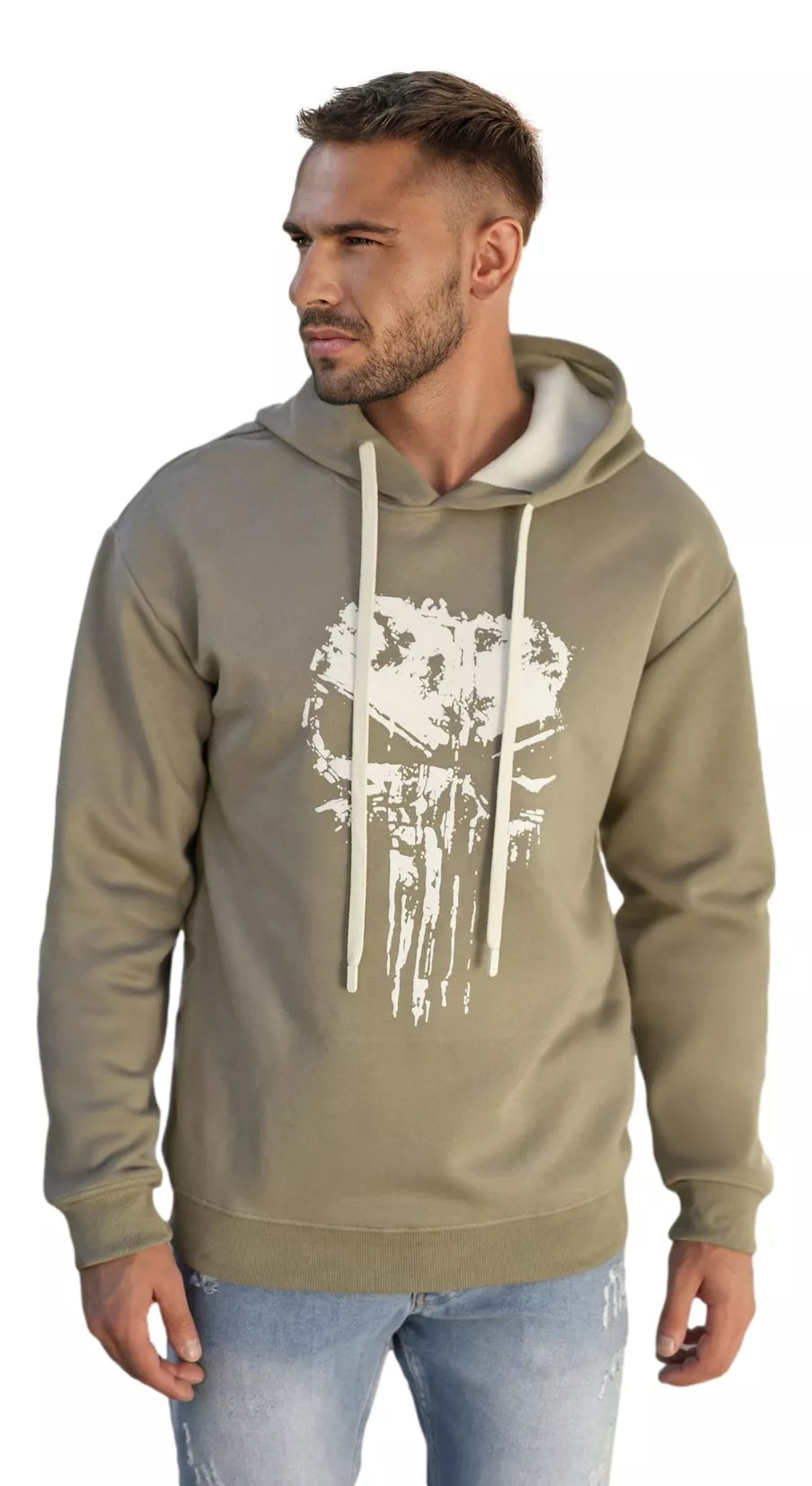 Men's khaki hoodie Skull
