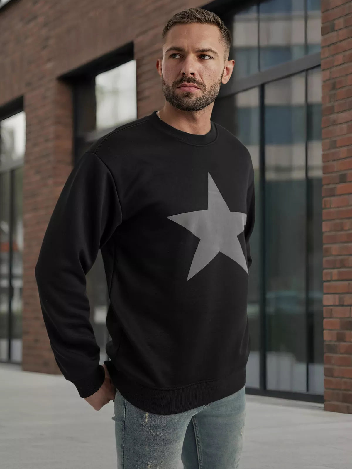 Men's black hoodie Star