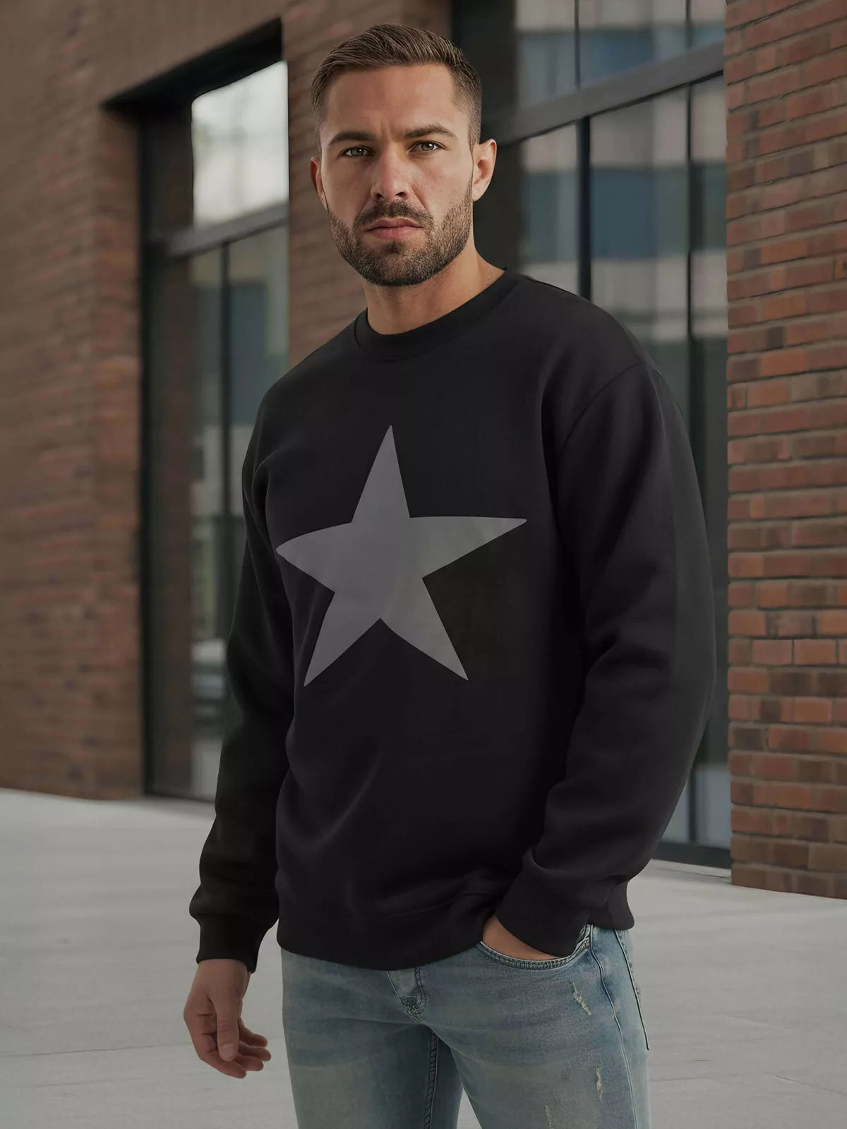 Men's black hoodie Star