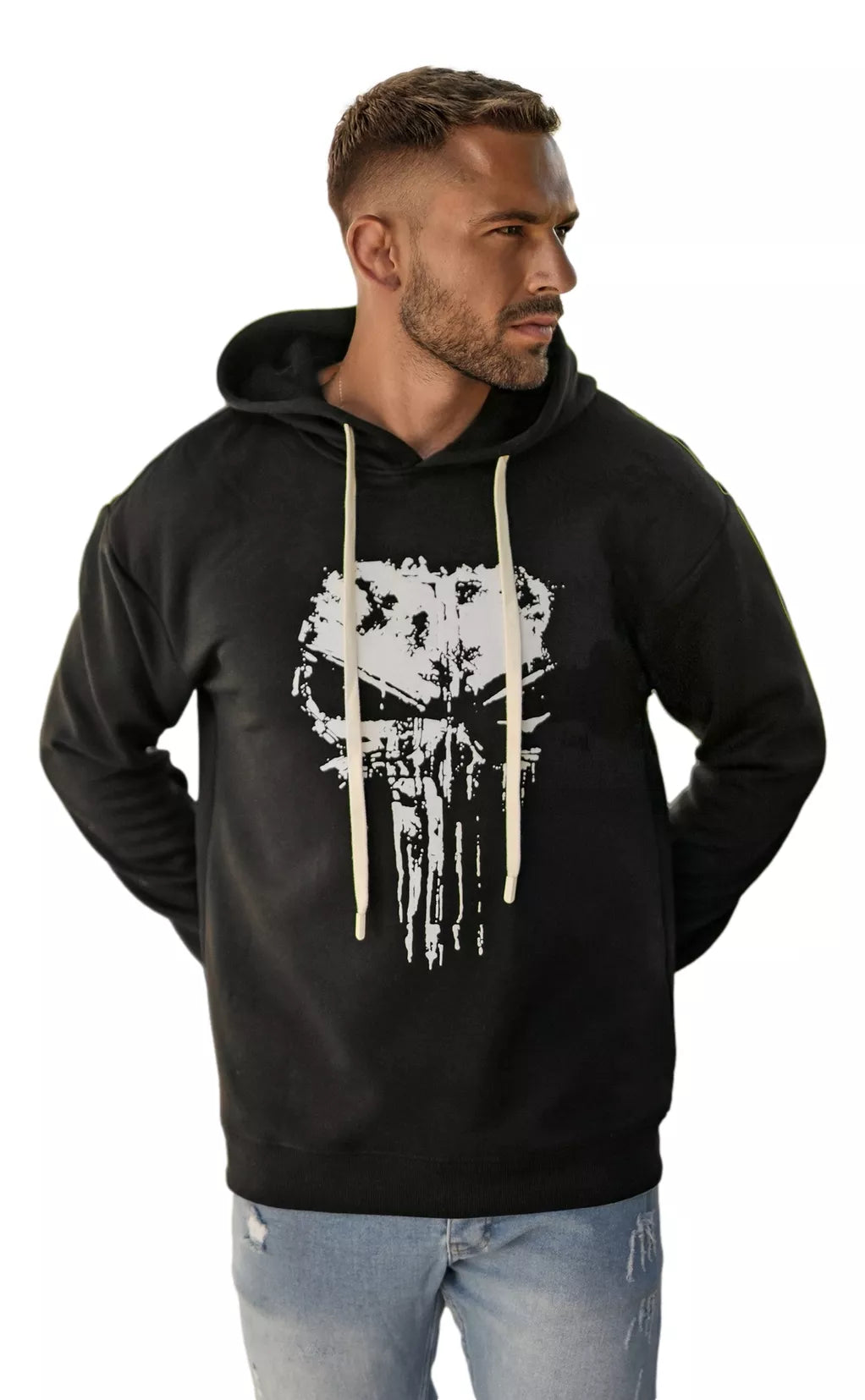 Men's black hoodie Skull