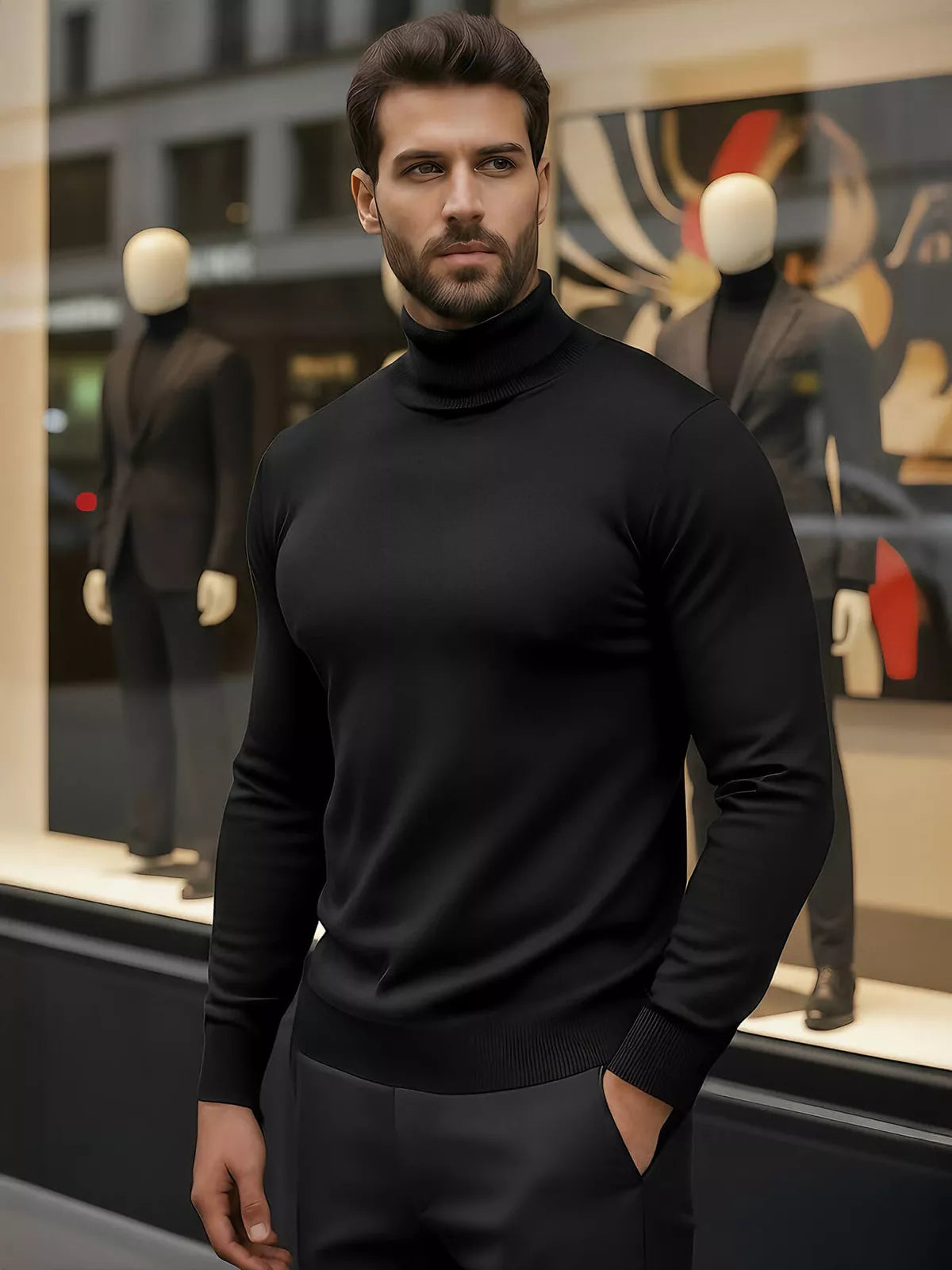 Men's black high-neck sweater Lenox