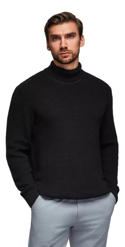 Men's black sweater with high neck Ton