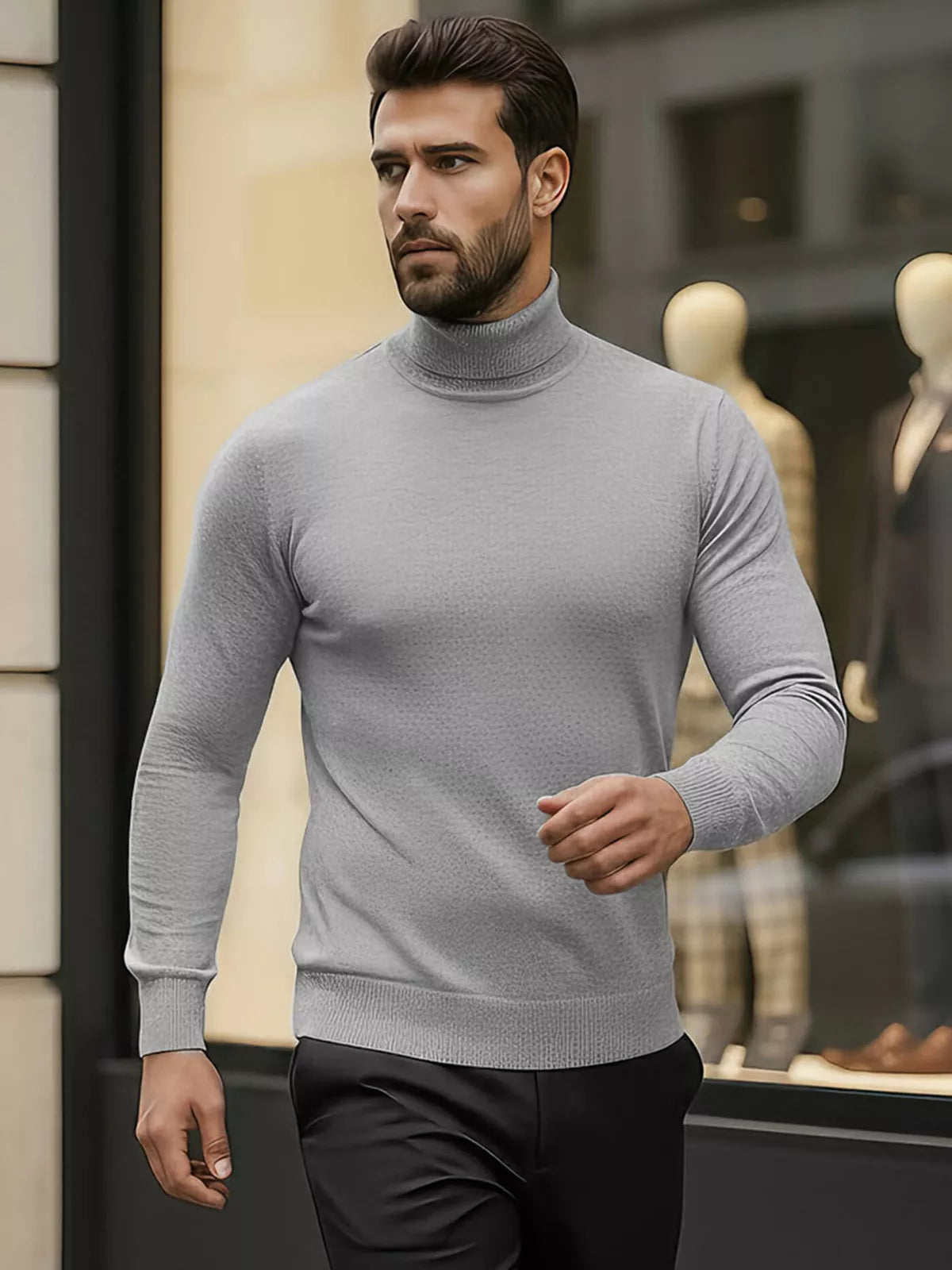 Men's gray turtleneck sweater Lenox