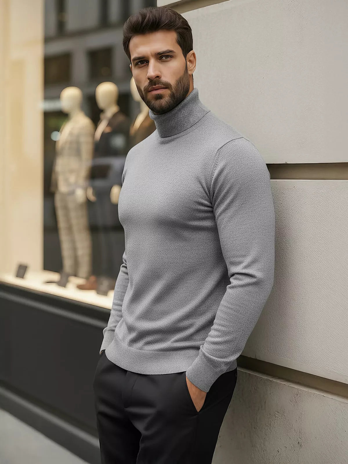 Men's gray turtleneck sweater Lenox
