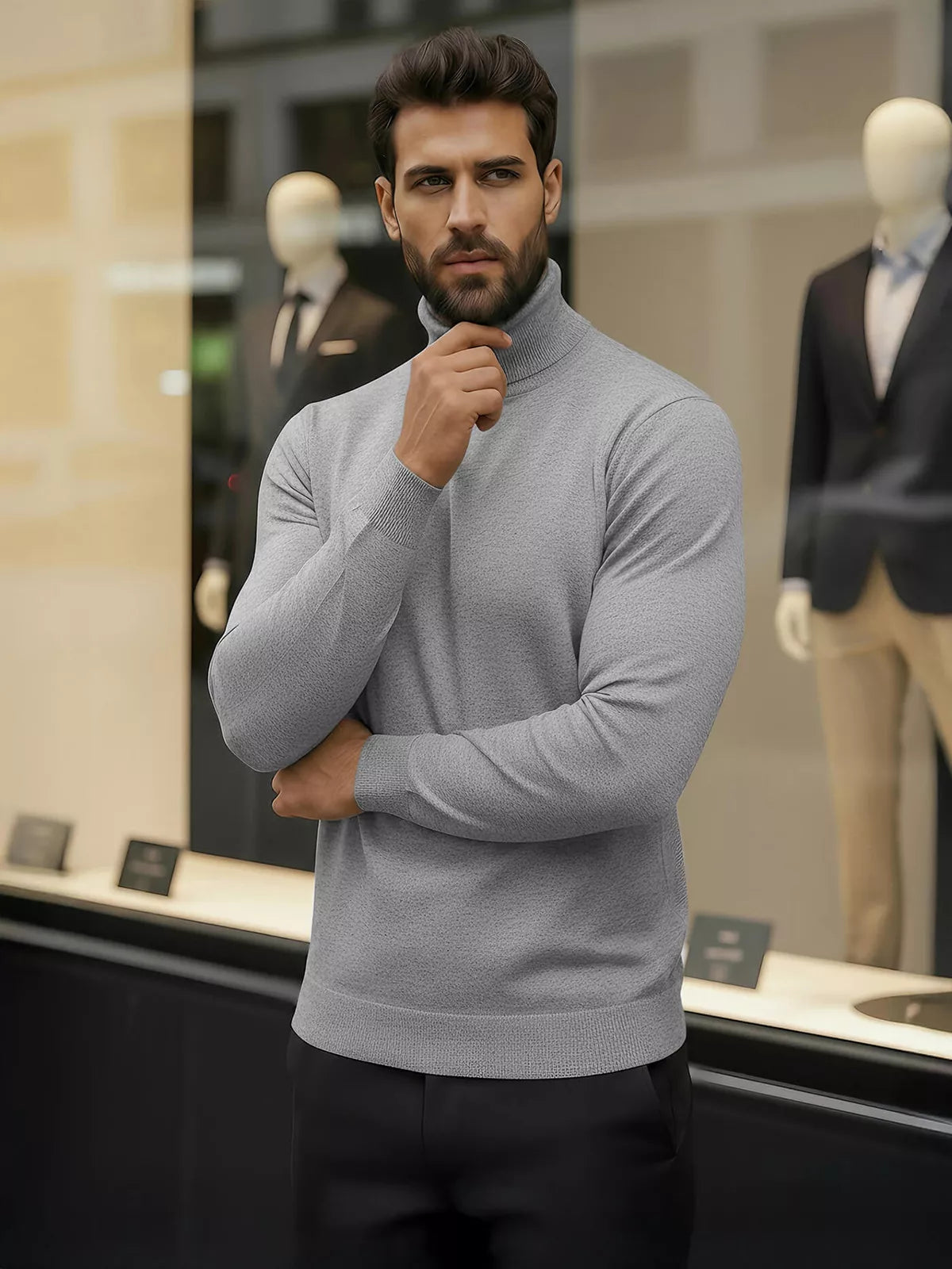 Men's gray turtleneck sweater Lenox