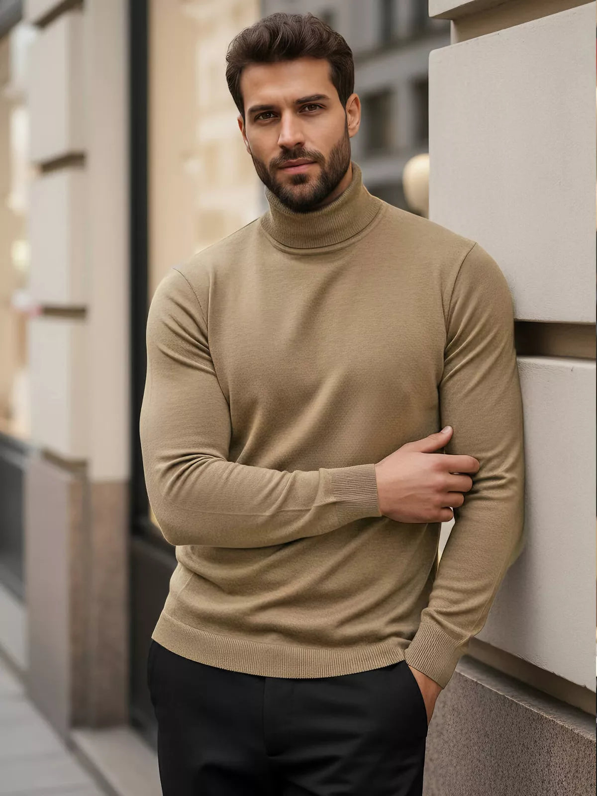 Men's brown turtleneck sweater Lenox