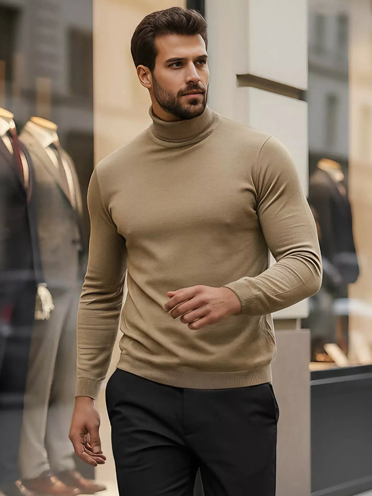 Men's brown turtleneck sweater Lenox