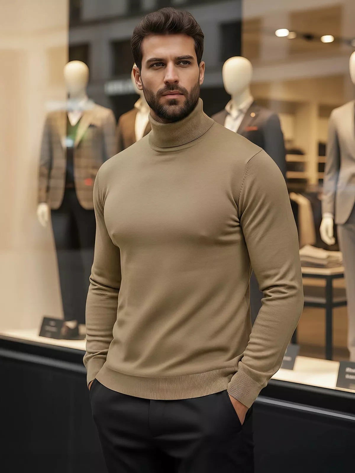 Men's brown turtleneck sweater Lenox