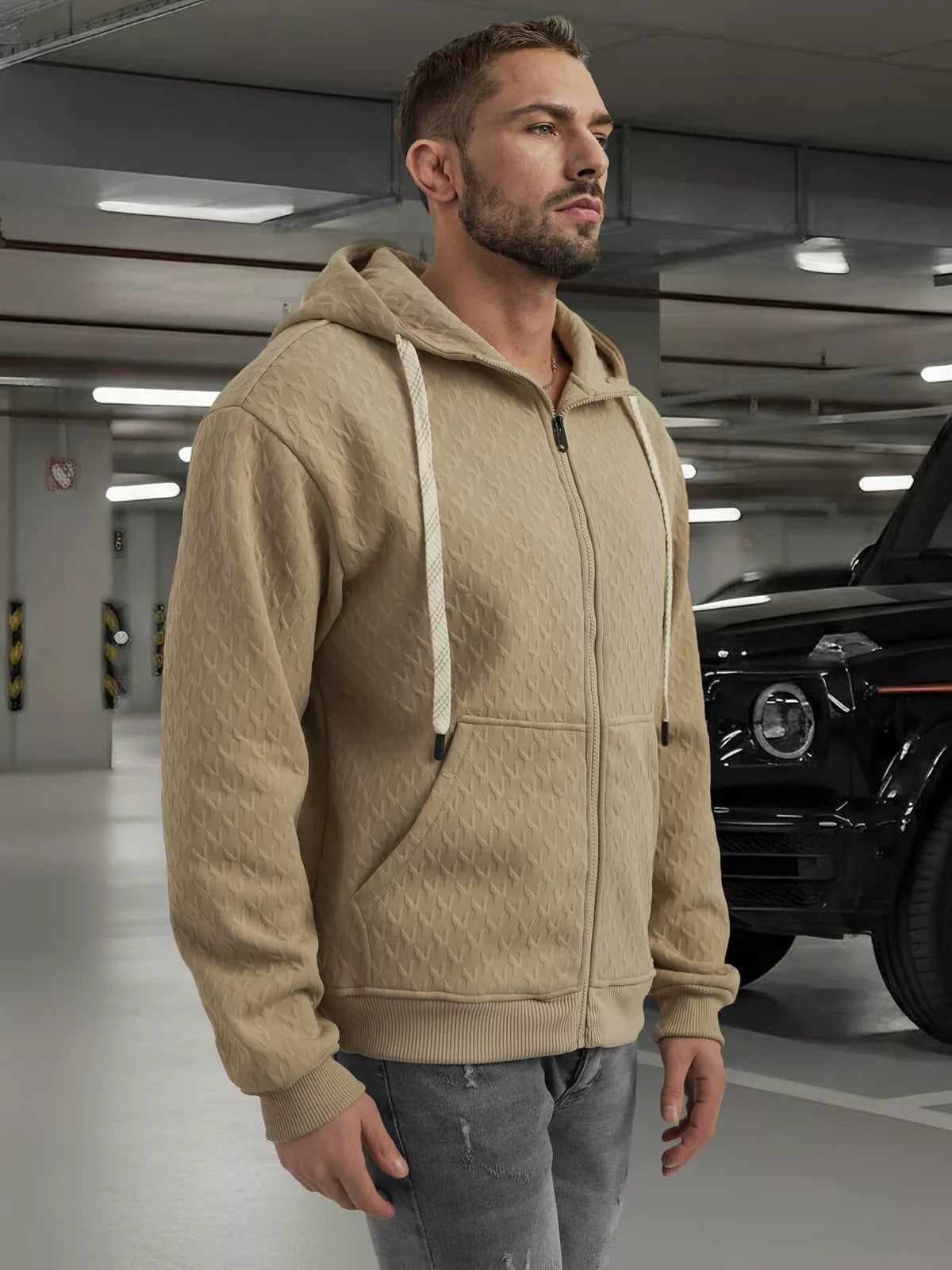 Men's brown sweatshirt with a hood Sport