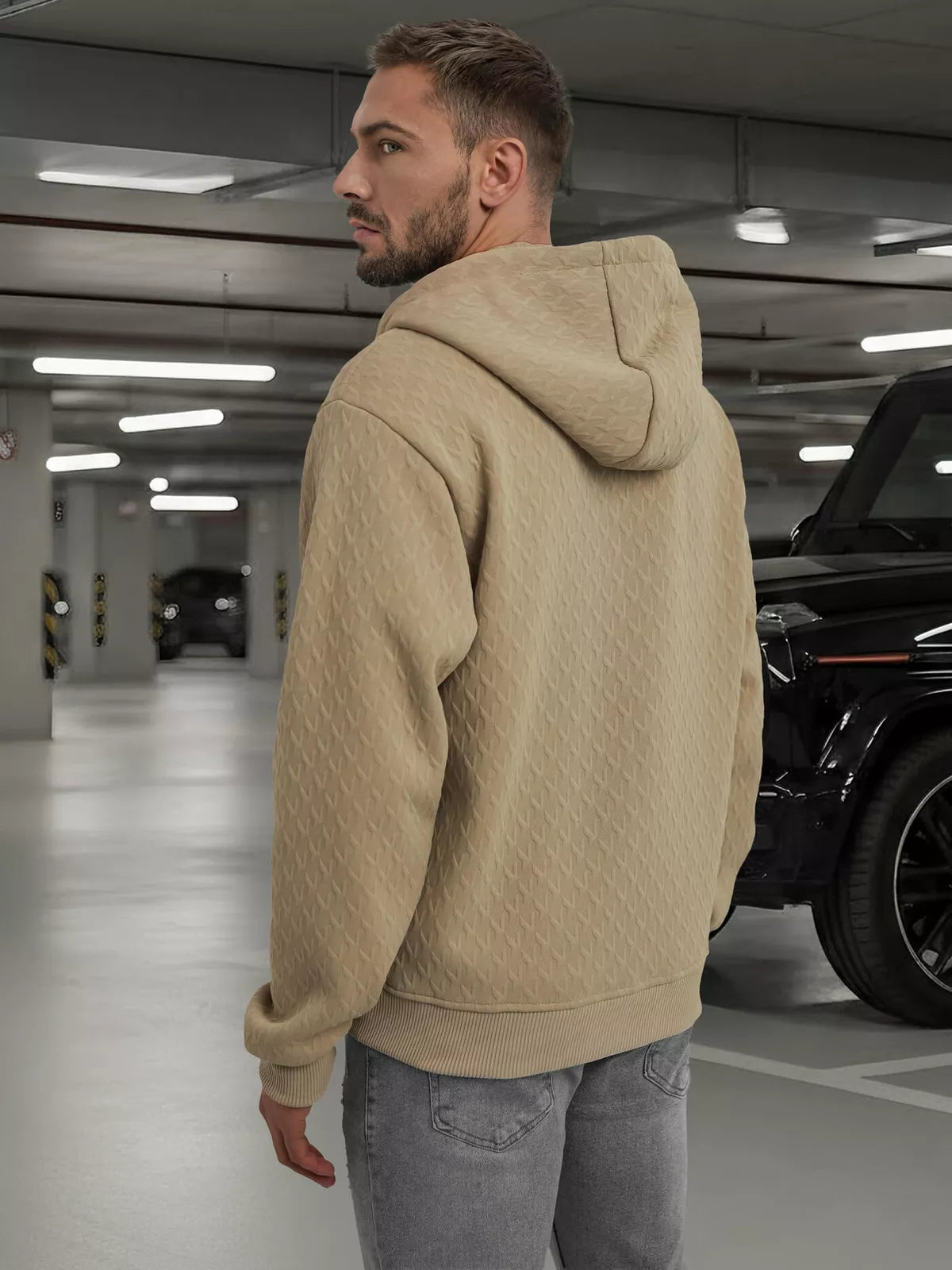 Men's brown sweatshirt with a hood Sport