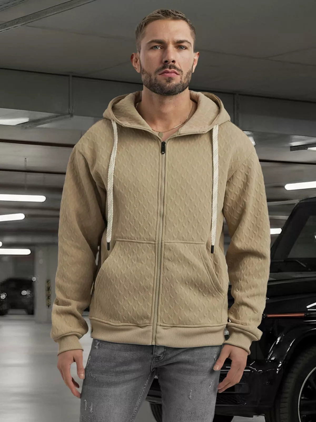 Men's brown sweatshirt with a hood Sport