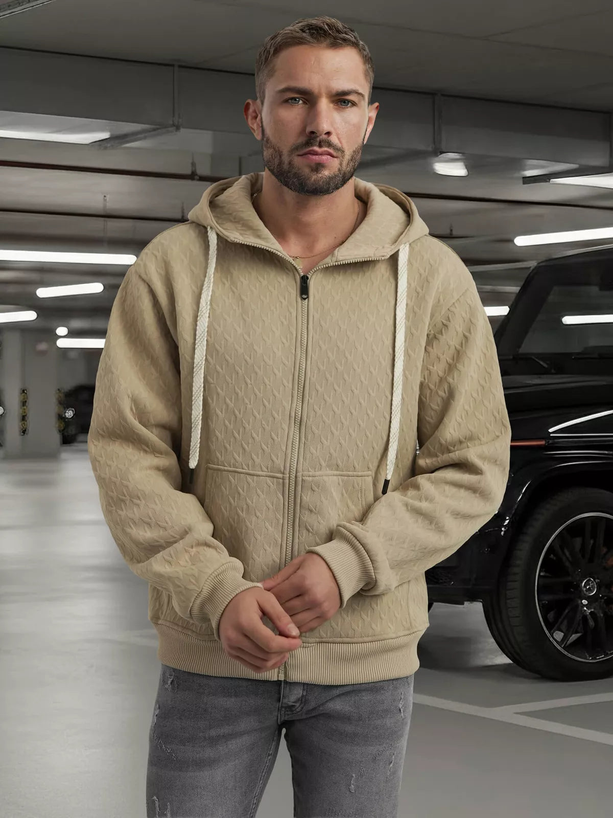 Men's brown sweatshirt with a hood Sport