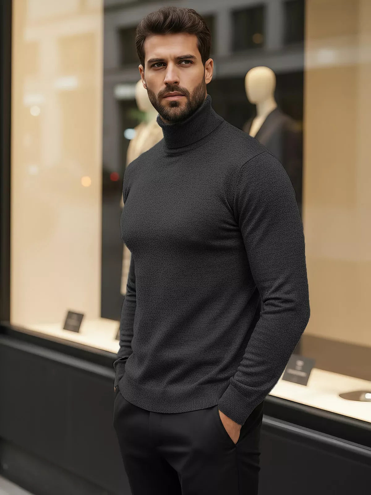 Men's dark gray high-neck sweater Lenox