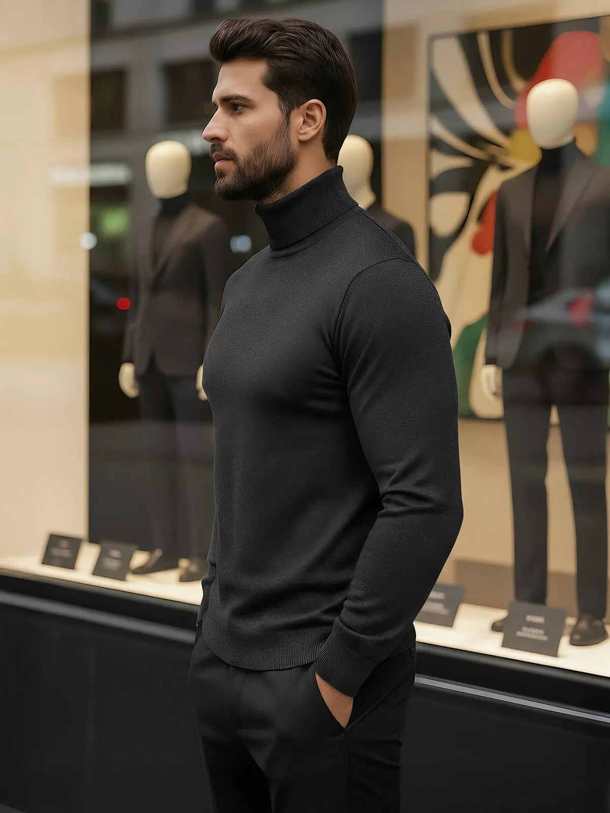 Men's dark gray high-neck sweater Lenox