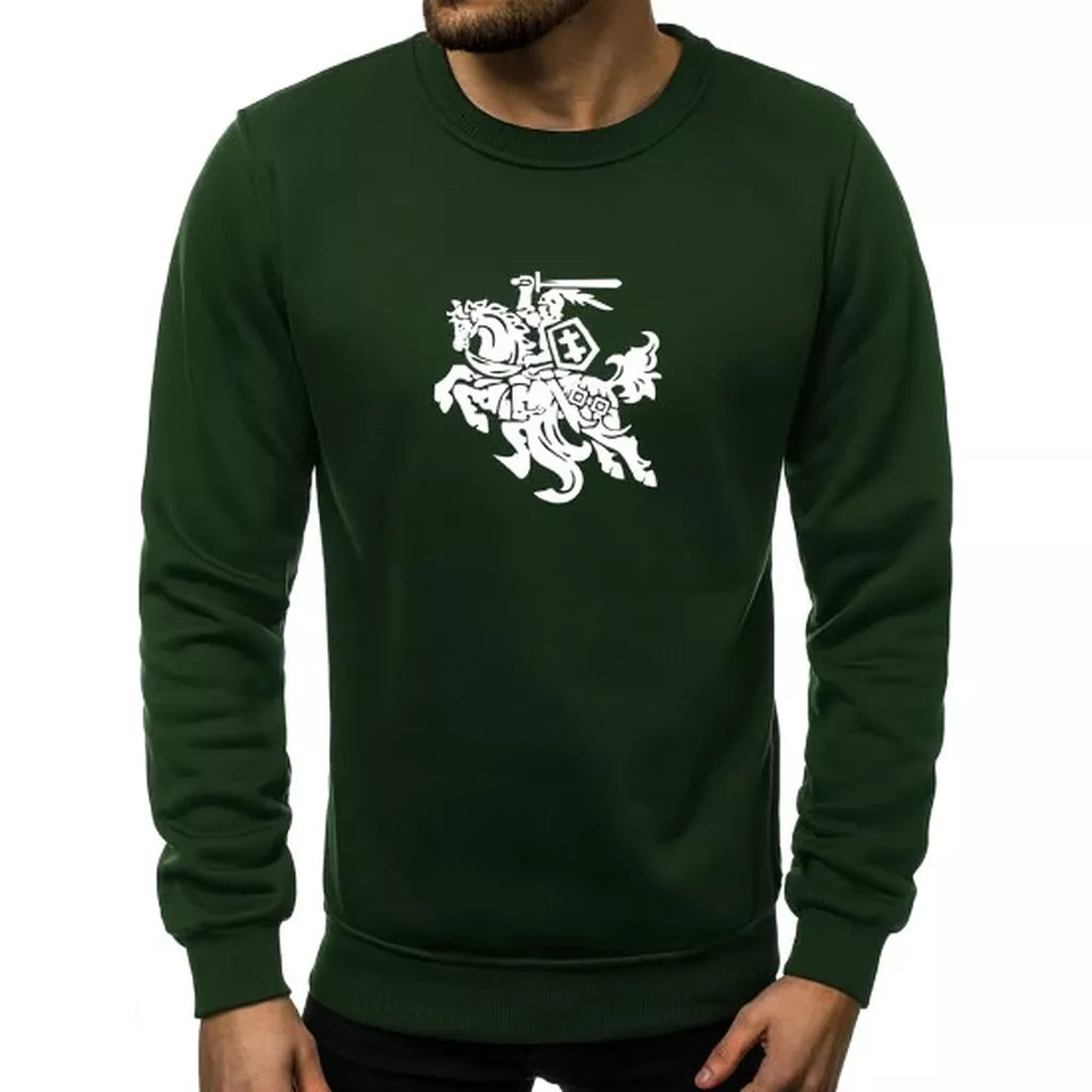 Men's dark green hoodie white Vytis