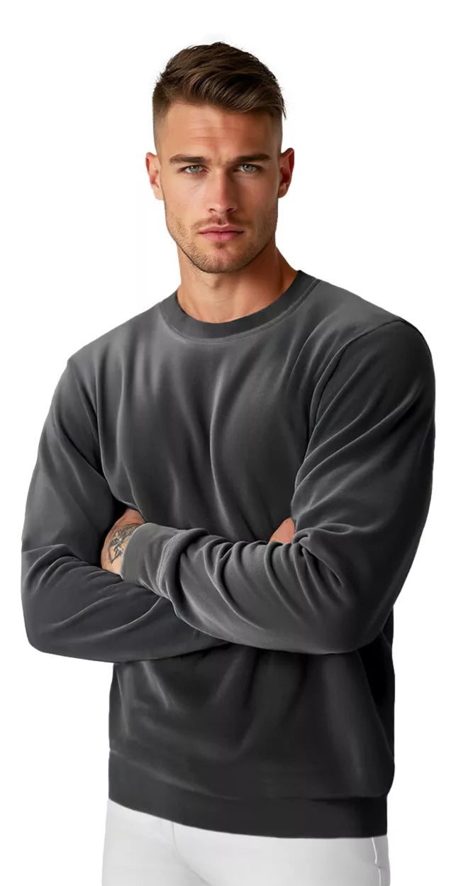 Men's dark gray velour sweater Drain