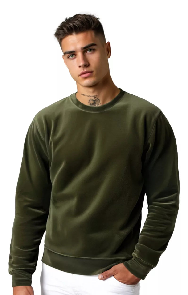Men's green velour sweater Drain