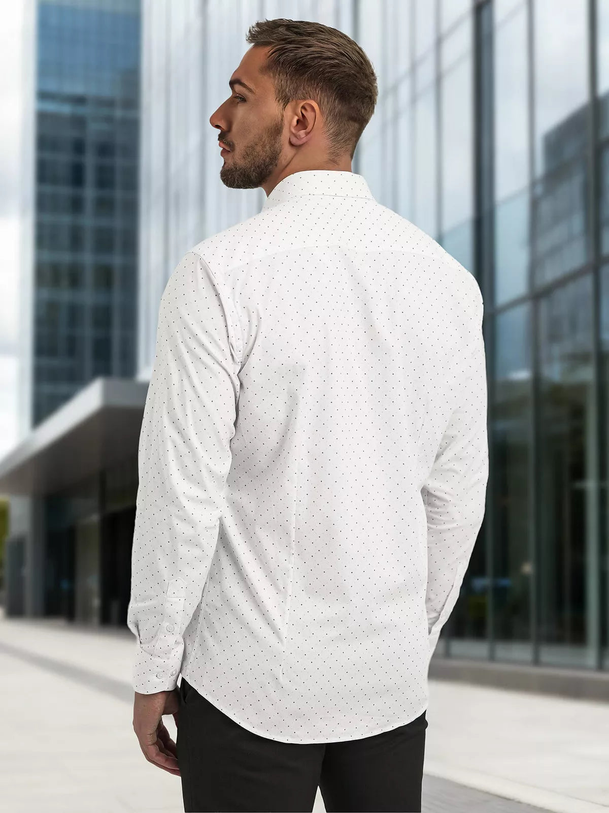 Men's white polka dot shirt Royal