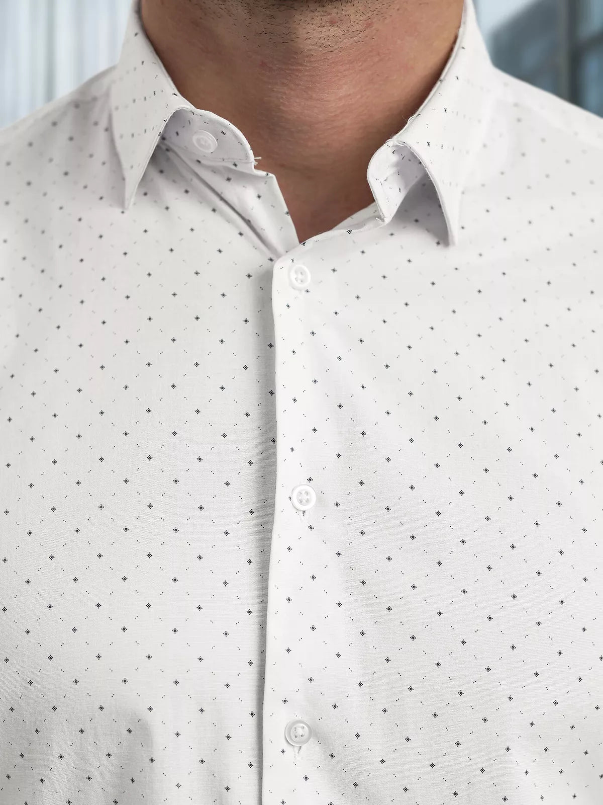 Men's white polka dot shirt Royal