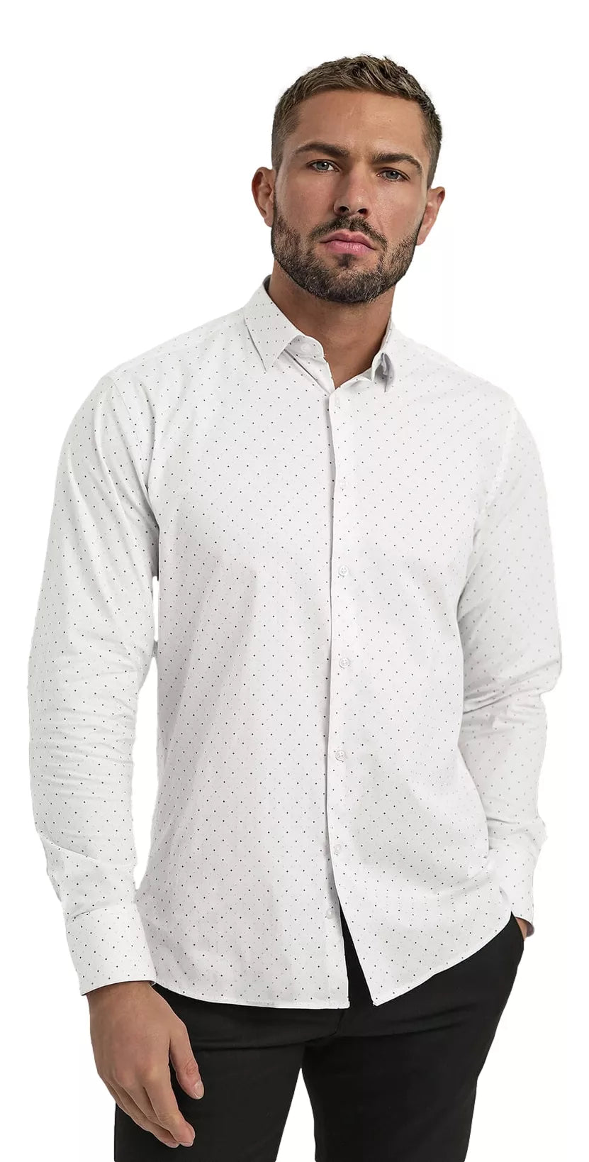 Men's white polka dot shirt Royal