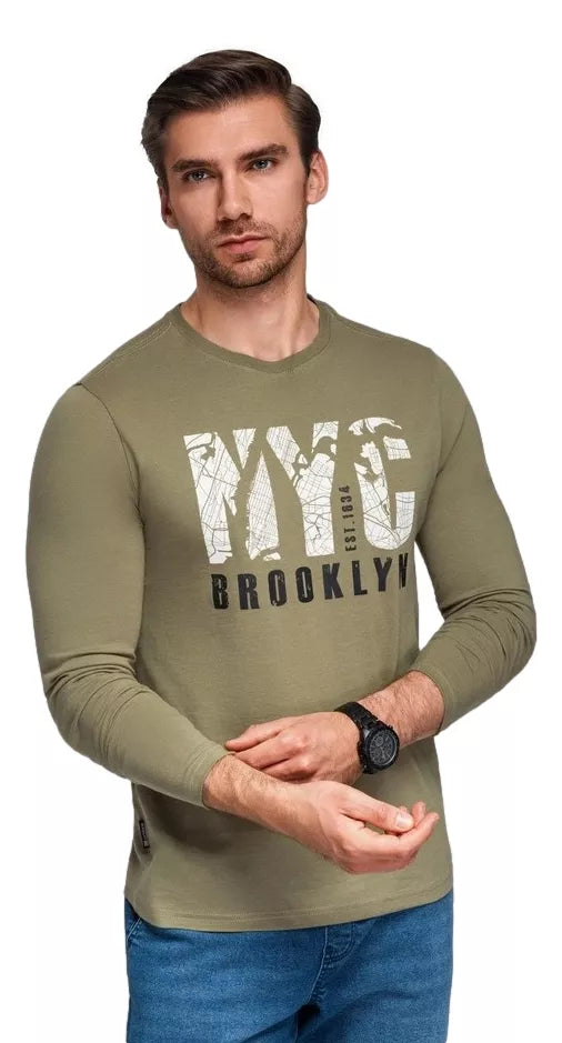 Men's khaki long sleeve shirt Nyc