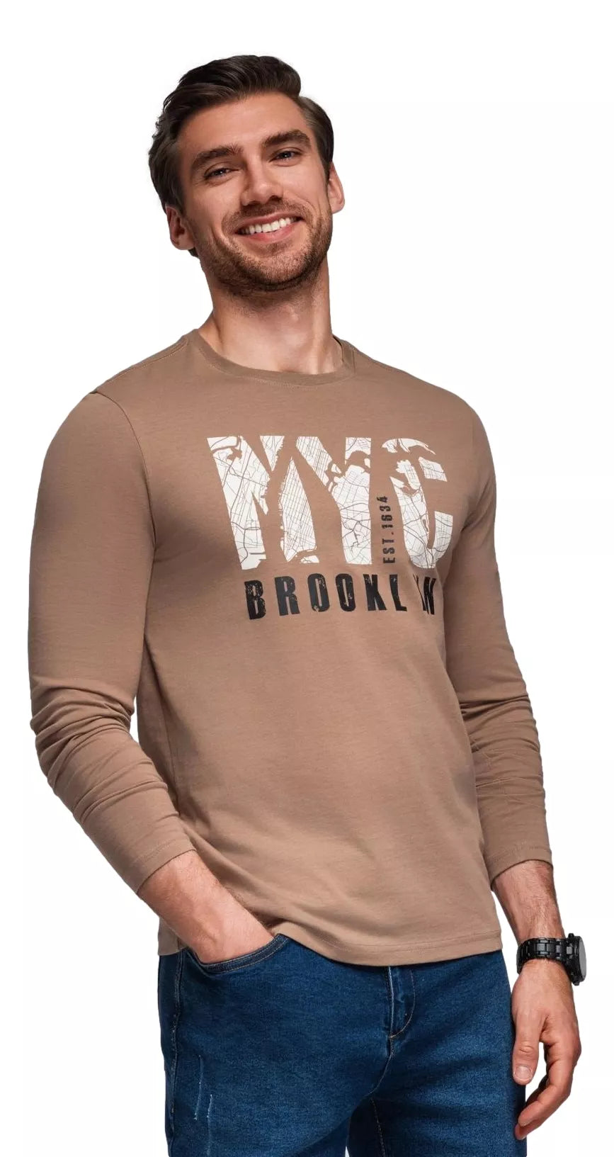 Men's brown long-sleeved shirt Nyc