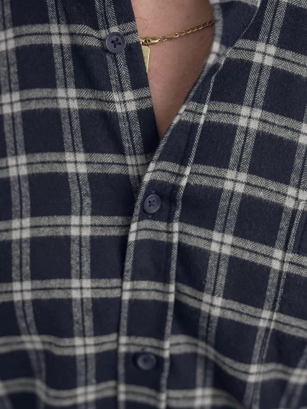 Men's navy blue checked shirt Marino