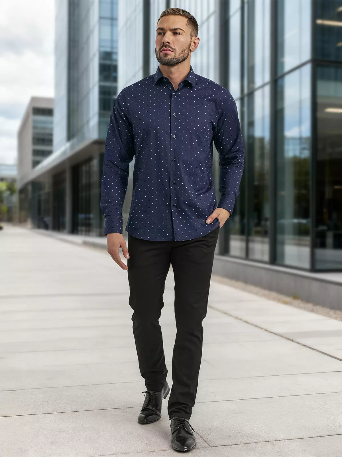 Men's navy blue shirt Royal