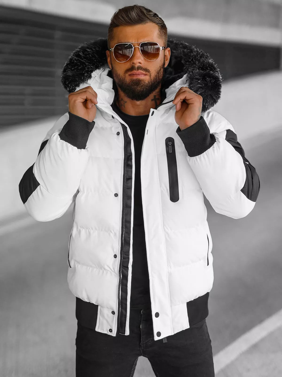 Winter white men's jacket Vitor