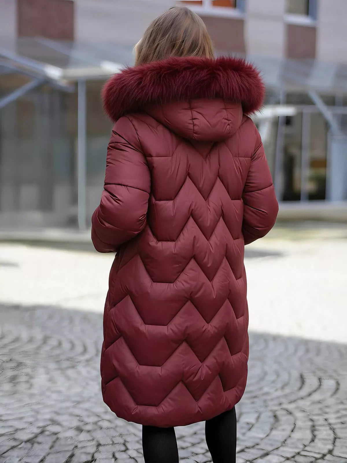 Klein long women's burgundy winter jacket