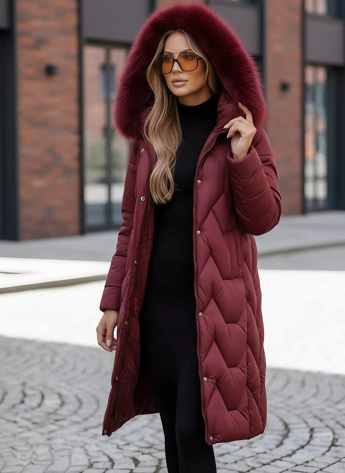 Klein long women's burgundy winter jacket