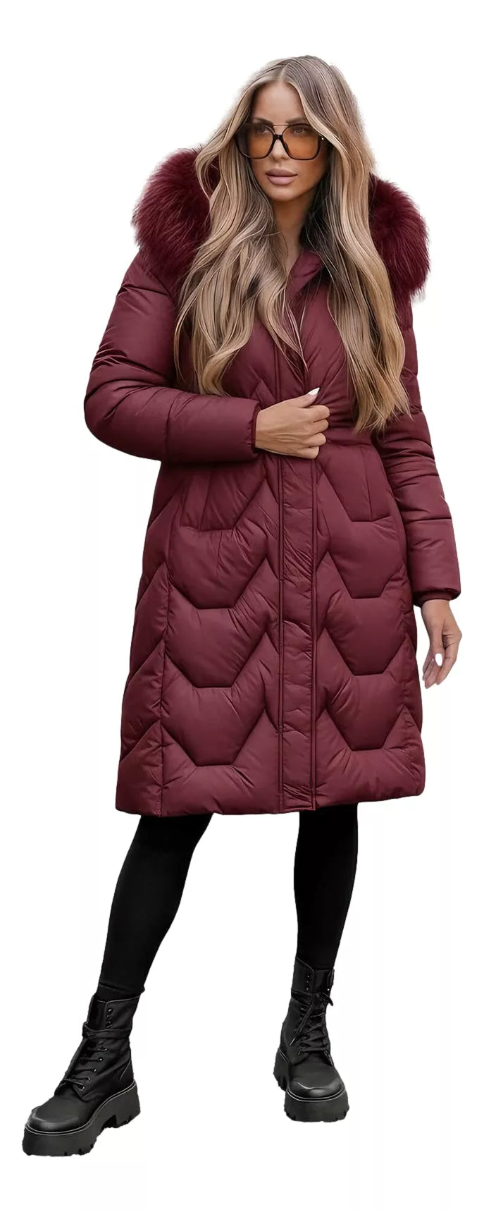 Klein long women's burgundy winter jacket