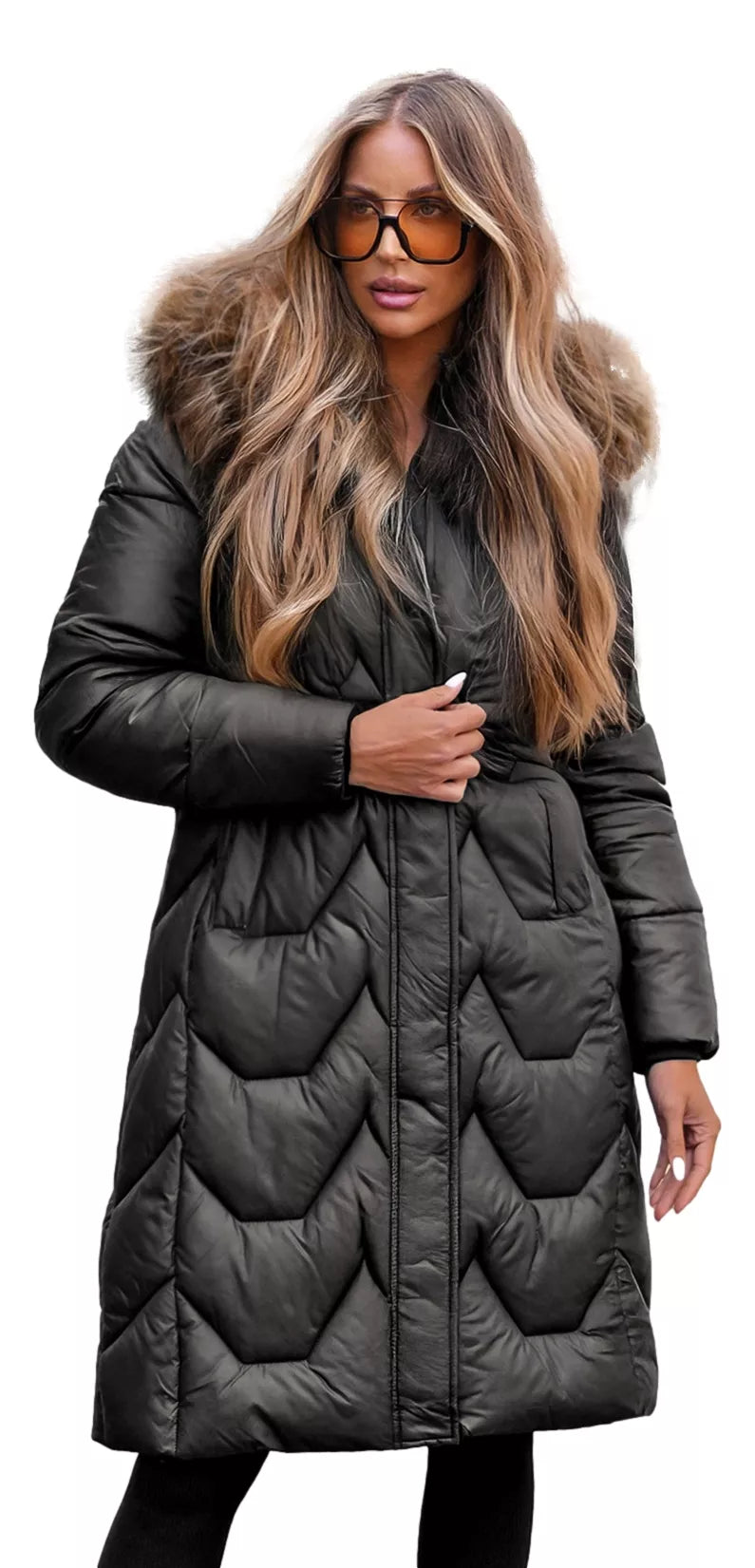 Winter long women's black jacket Klein