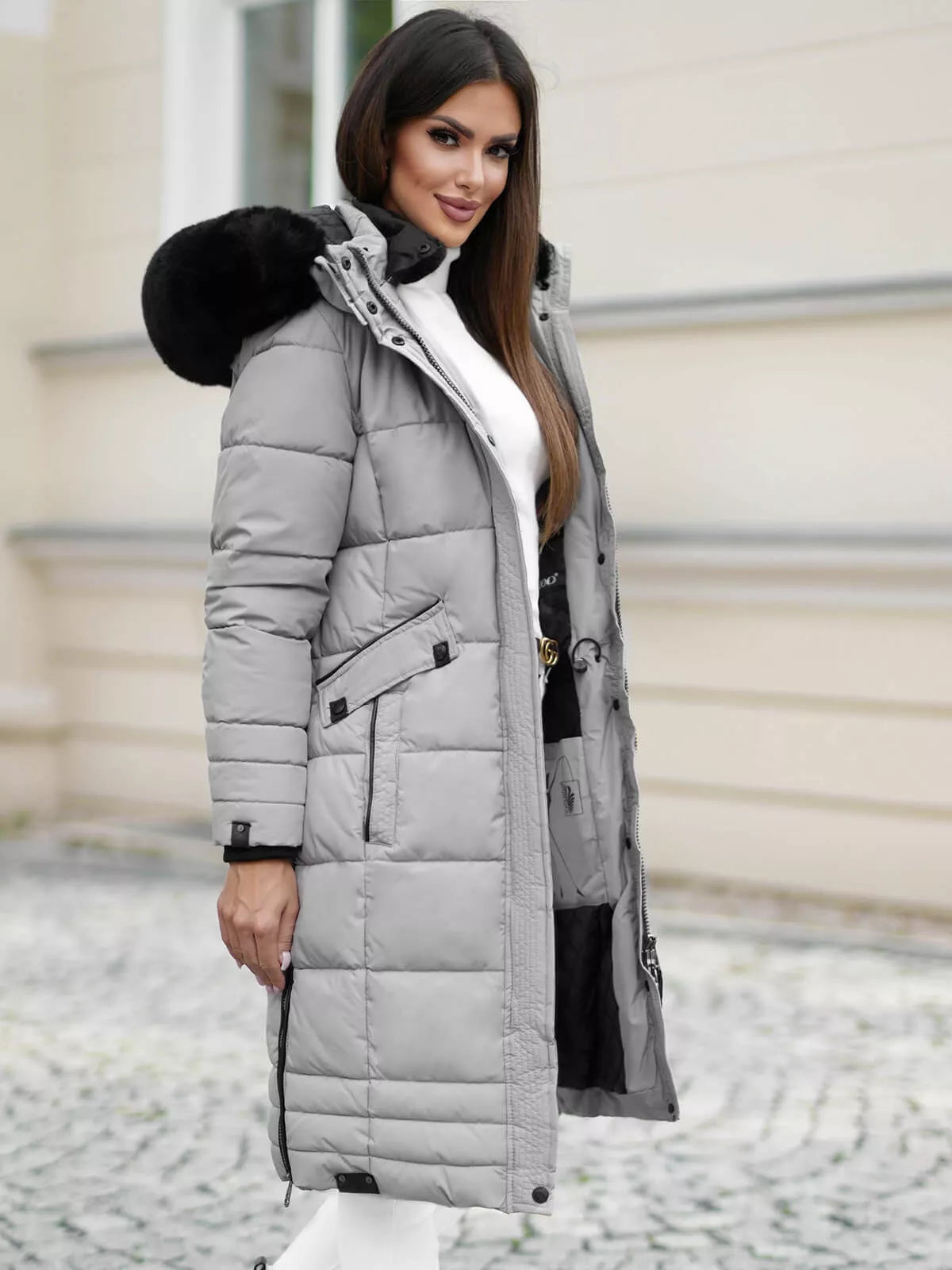 Winter long women's gray jacket Marni