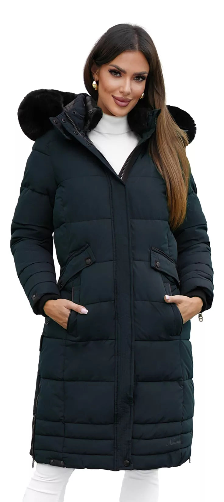 Marni long women's dark blue winter jacket