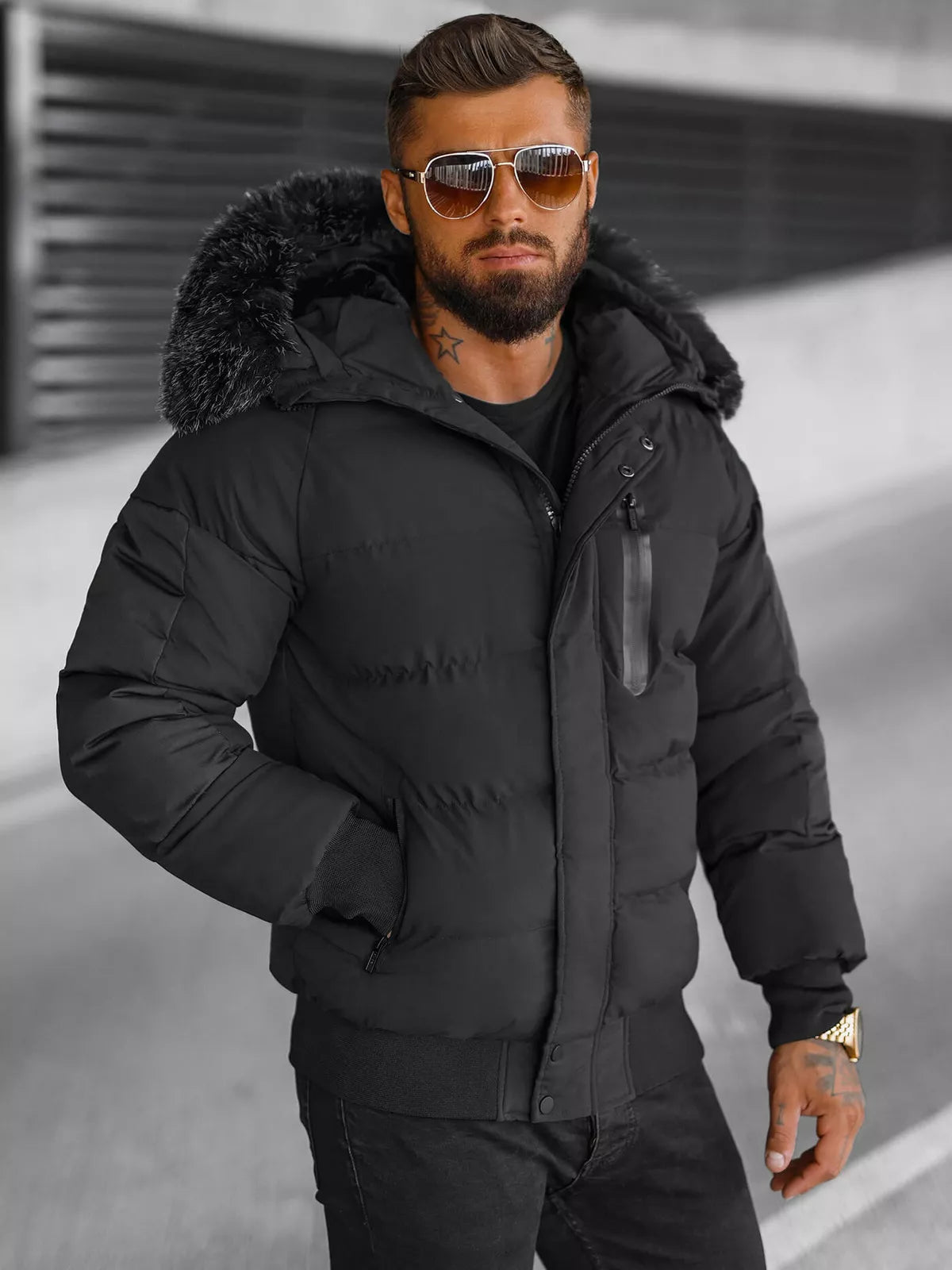 Winter black men's jacket Vitor
